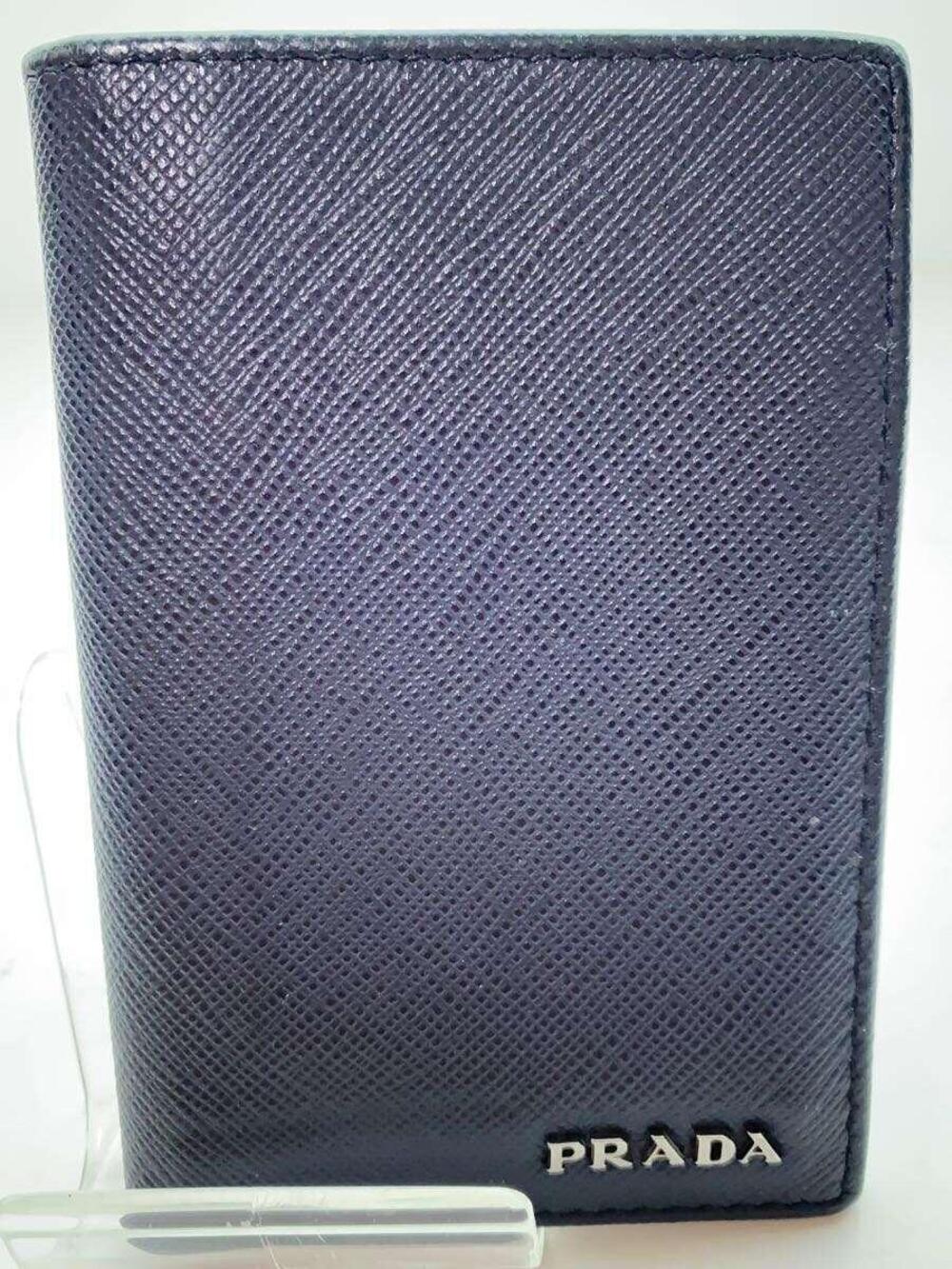 Prada Card Case Wallet Leather Navy Blue